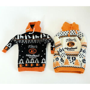 Tito's Vodka 2 Ugly Christmas Bottle Sweaters For Dog People